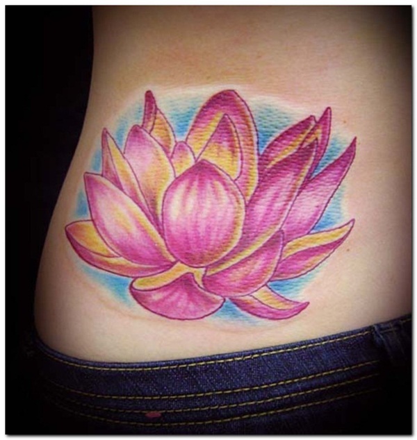 Japanese Lotus Flower Tattoo Design For Hip
