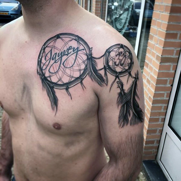 Jayvey Dreamcatcher Tattoo On Man Left Shoulder