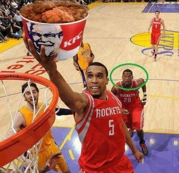 KFC Bucket In Place Of Basketball Funny Picture