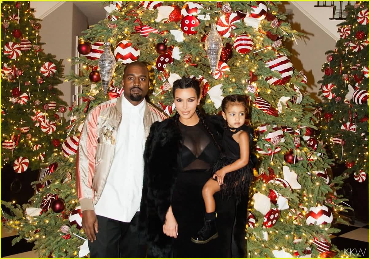 Kim Kardashian With Family During Christmas Eve Party