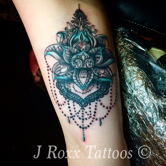 Latest Mandala Lotus Flower Tattoo Design For Sleeve