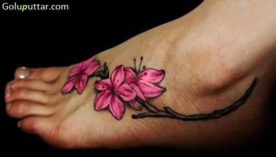 Left Ankle Lily Flowers Tattoo