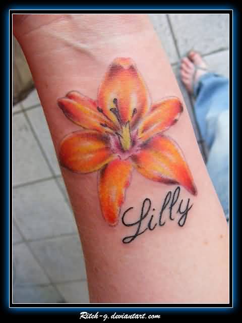 Lilly – Attractive Lily Flower Tattoo Design For Wrist
