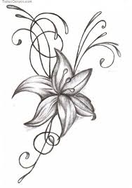 Lily Flowers Grey Tattoo Design