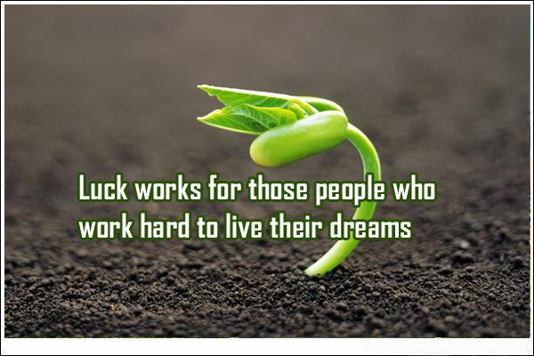 Luck works for those people who work hard to live their dreams