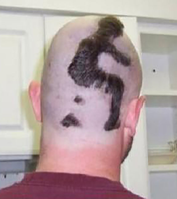 Man Poops Funny Haircut Photo