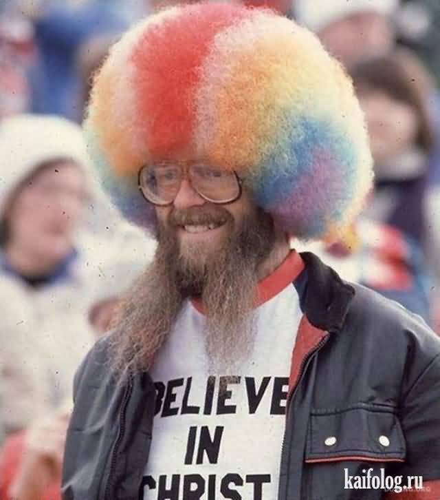 Man With Rainbow Funny Haircut