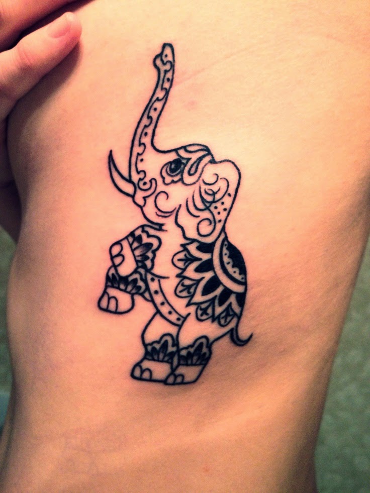 Mandala Elephant Tattoo On Left Side Rib