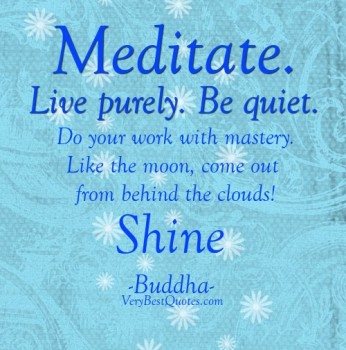 Meditate. Live purely. Be quiet. Do your work with mastery. Like the moon, come out from behind the clouds! Shine. Buddha