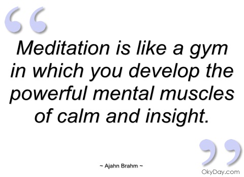 Meditation is like a gym in which you develop the powerful mental muscles of calm and insight. Ajahn Brahm