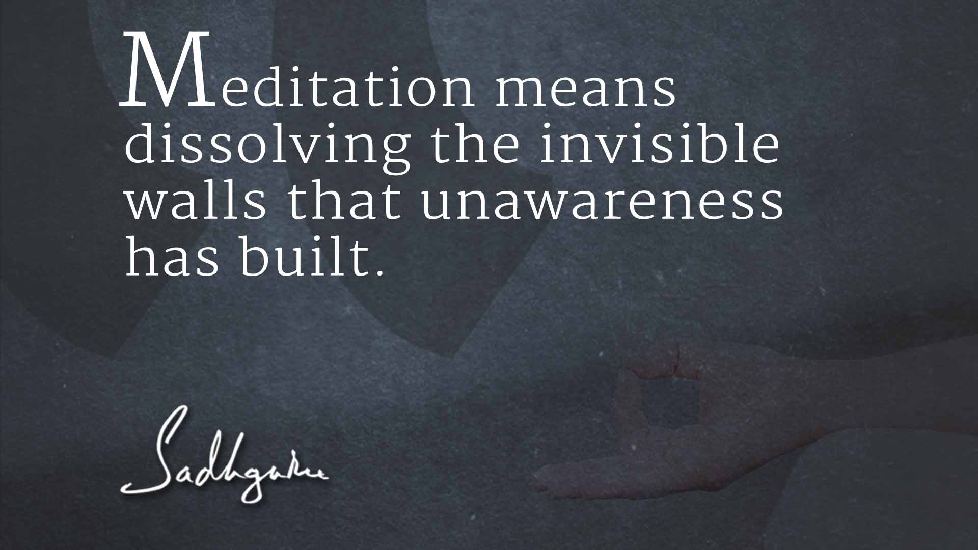 Meditation means dissolving the invisible walls that unawareness has built