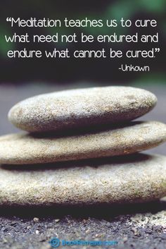 Meditation teaches us to cure what need not be endured and endure what cannot be cured