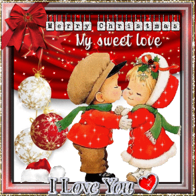 Merry Christmas My Sweet Love I Love You Glitter Ecard