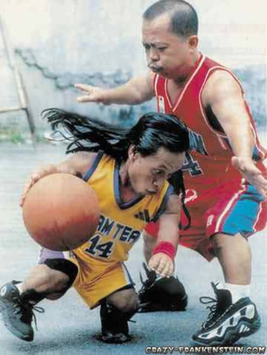 Midgets Playing Basketball Funny Image