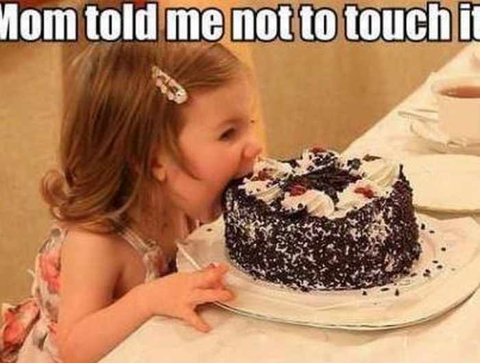 MomTold Me Not To Touch It Funny Kid Eating Cake Picture