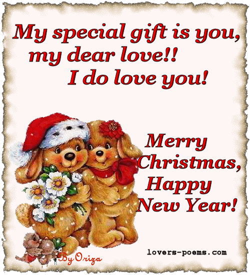 My Special Gift Is You, My Dear Love I Do Love You Merry Christmas Happy New Year Glitter