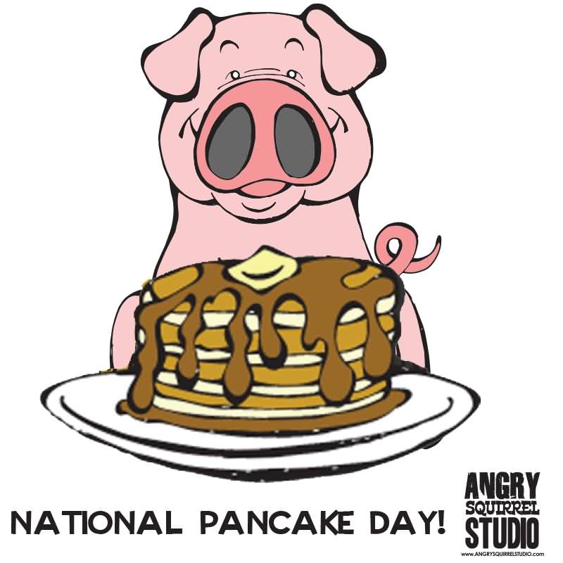 National Pancake Day Pig With Pancake