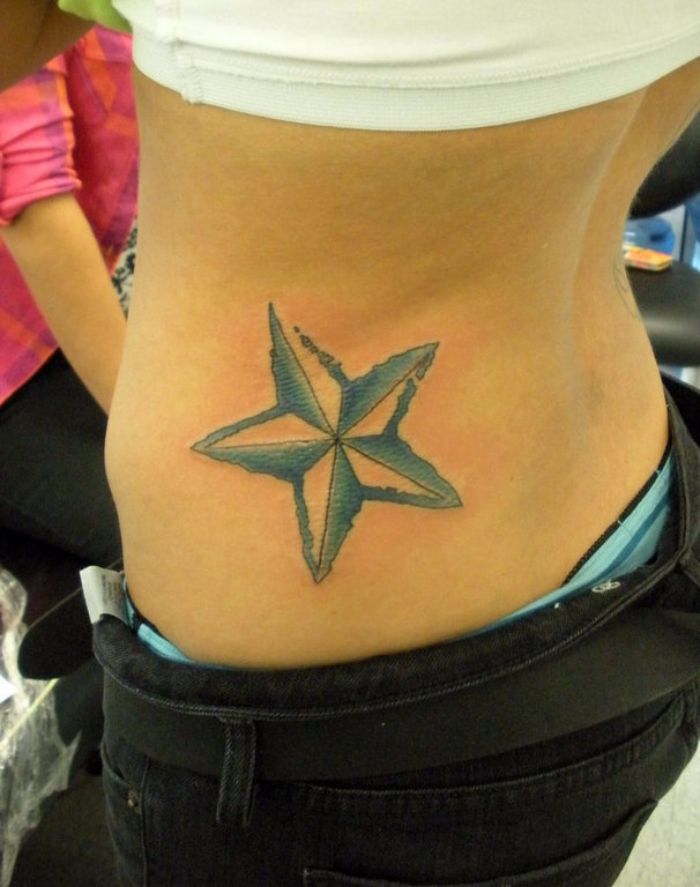 Nautical Star Tattoo On Lower Back