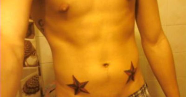 Nautical Star Tattoos On Stomach For Men