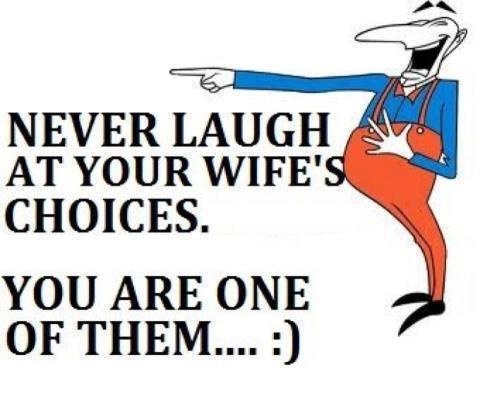 Never Laugh At Your Wife's Choices. You Are One Of Them Funny Marriage Joke