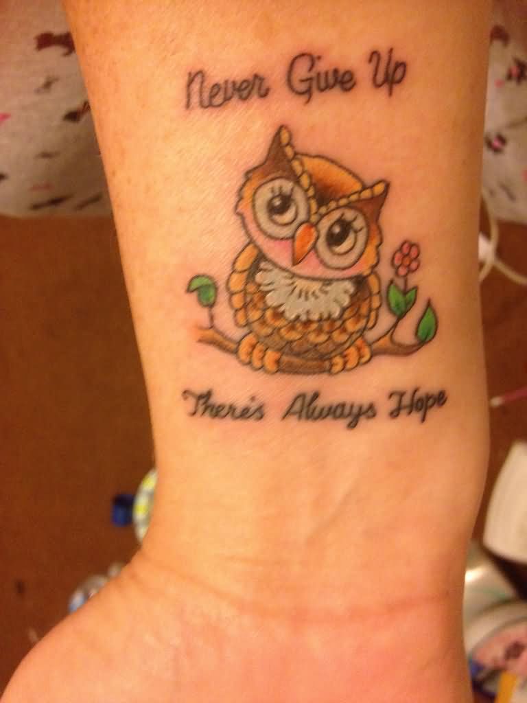 Never Lose Hope There's Always Hope – Traditional Owl On Branch Tattoo On  Wrist