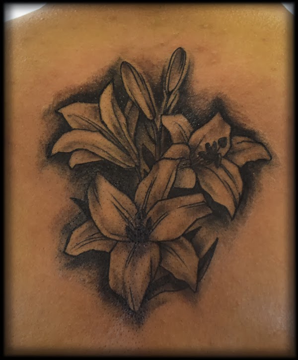 Nice Black And Grey Lily Tattoos