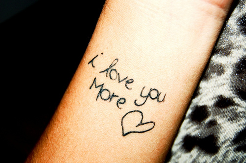 Nice Black Ink I Love You More Tattoo