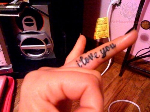 Nice I Love You Tattoo On Girl Side Finger