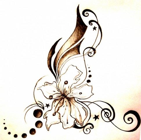 Nice Lily Flower Tattoo Design