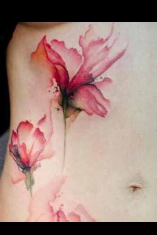 Nice Watercolor Lily Flower Tattoo