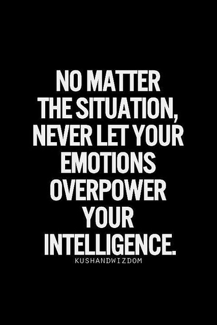 No matter the situation, never let your emotions overpower your intelligence.