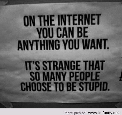 On the internet, you can be anything you want. It’s strange that so many people choose to be stupid