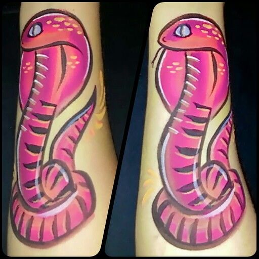 Pink Ink Cobra Snake Tattoo Design For Sleeve
