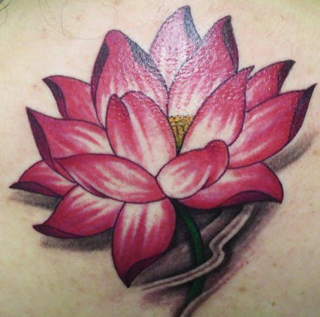 Pink Ink Lotus Flower Tattoo Design By SenBLee