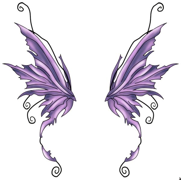 Purple Ink Fairy Wings Tattoo Design