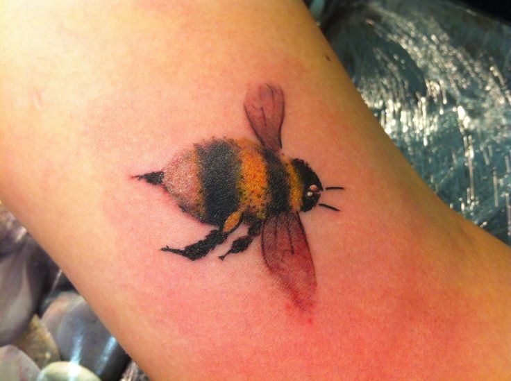 Realistic Bumblebee Tattoo Design For Ankle