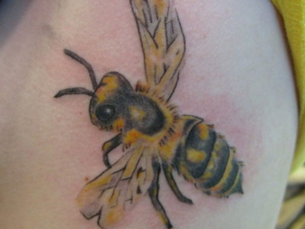 Realistic Bumblebee Tattoo Design For Side Rib