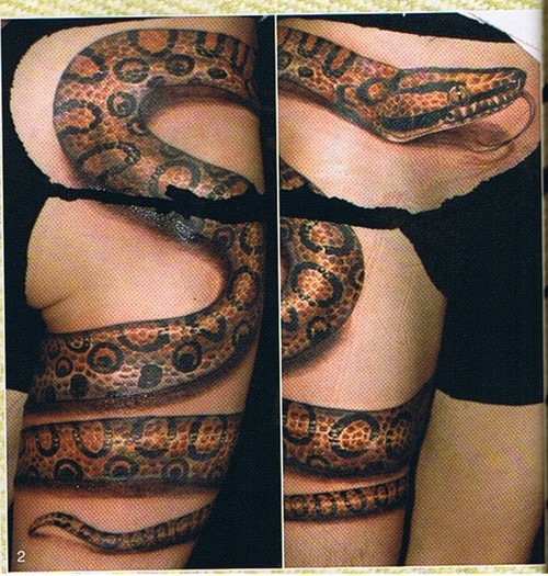 Realistic Snake Tattoo Design For Leg