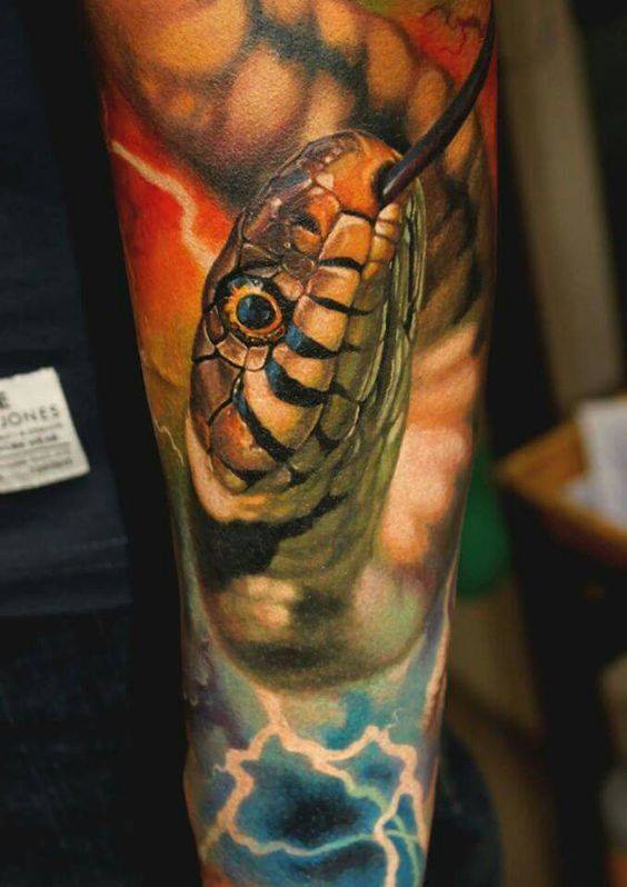 Realistic Snake Tattoo Design For Sleeve