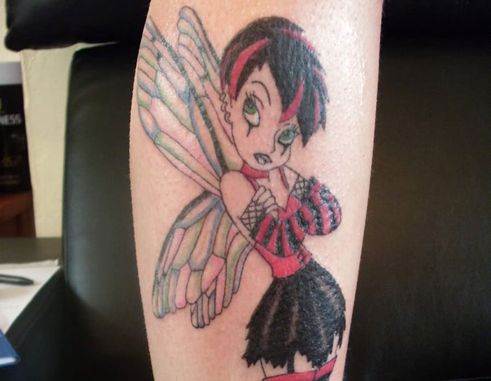 Red And Black Fairy Tattoo Design For Sleeve
