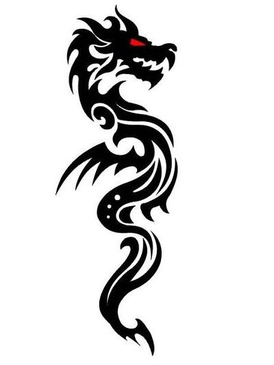 Red Eye Black Tribal Dragon Tattoo Design