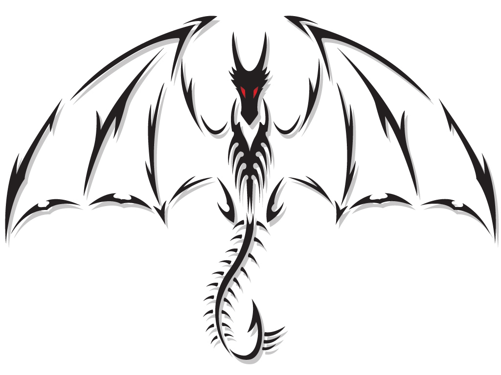 Red Eyes Outline Dragon Tattoo Design