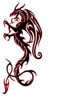 Red Outline Black Dragon Tattoo Design