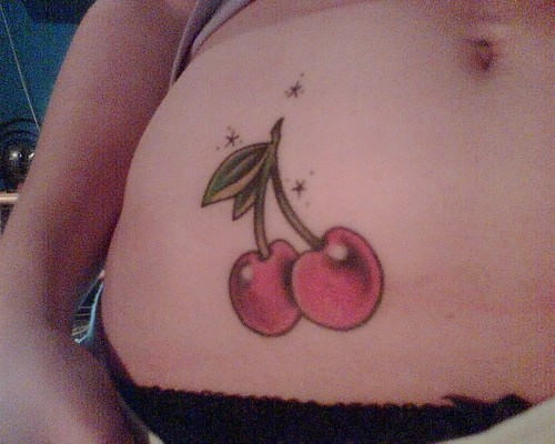 Right Hip Cherry Tattoo Idea