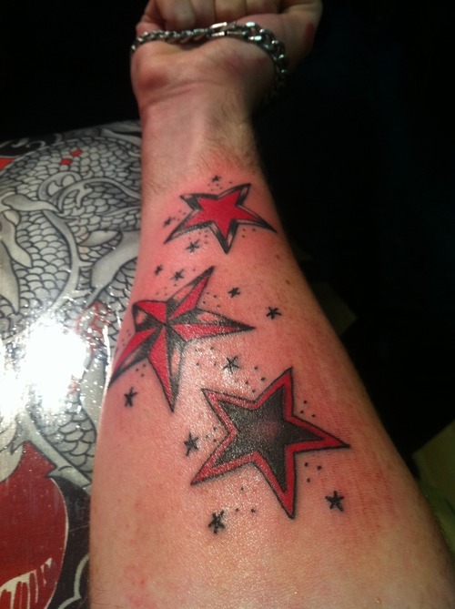 Right Nautical Star Tattoo On Right Forearm