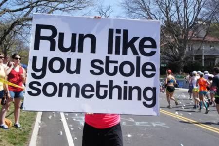 Run Like You Stole Something Funny Sign Holding By Girl