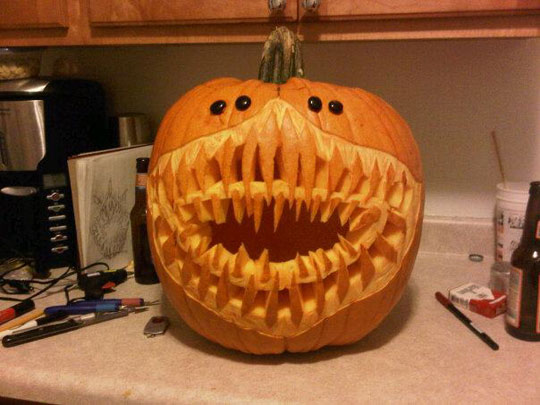 Scary Face Funny Pumpkin Photo