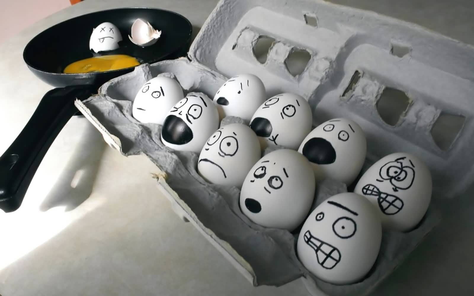 Scary Faces Eggs Funny Picture