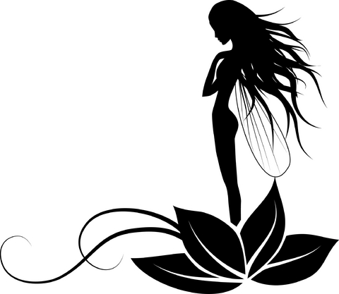 Silhouette Fairy On Flower Tattoo Design