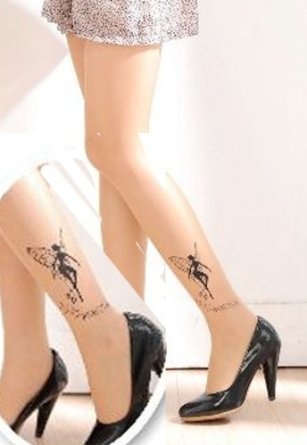 Silhouette Fairy Tattoo On Girl Left Leg